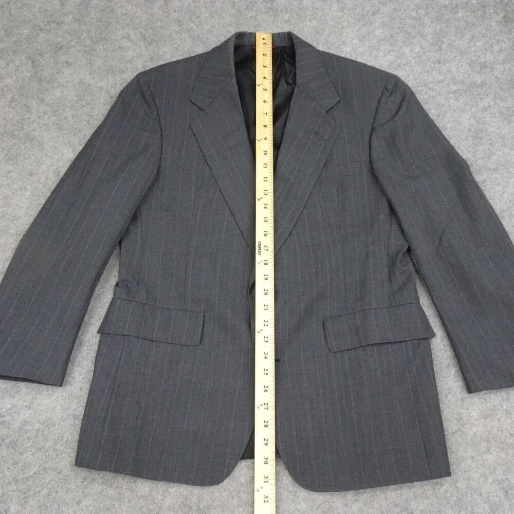 Vintage Hart Schaffner Marx Jacket Mens 40R Black Pinstripe Suit Coat Pockets